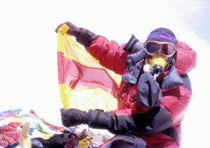 Eike on the summit, with the flag of Baden